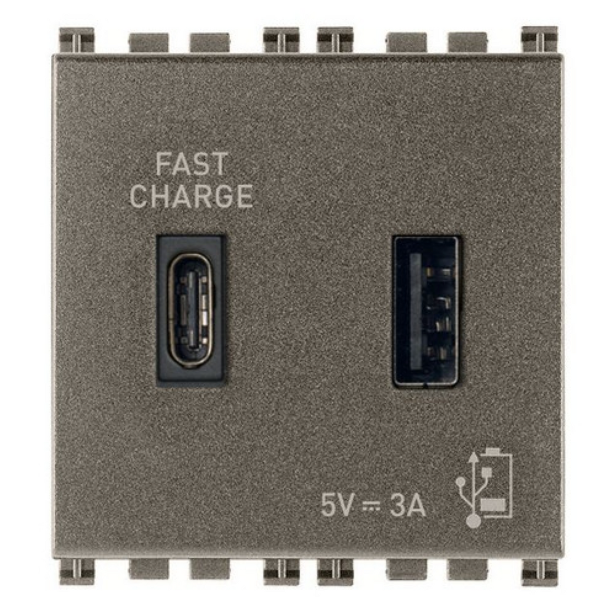 Vimar Arké 19295 USB Charging Outlet – Dual USB-A, 2.1A, 120/230V