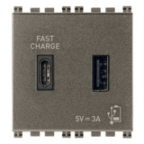 Vimar Arké 19295 USB Charging Outlet – Dual USB-A, 2.1A, 120/230V