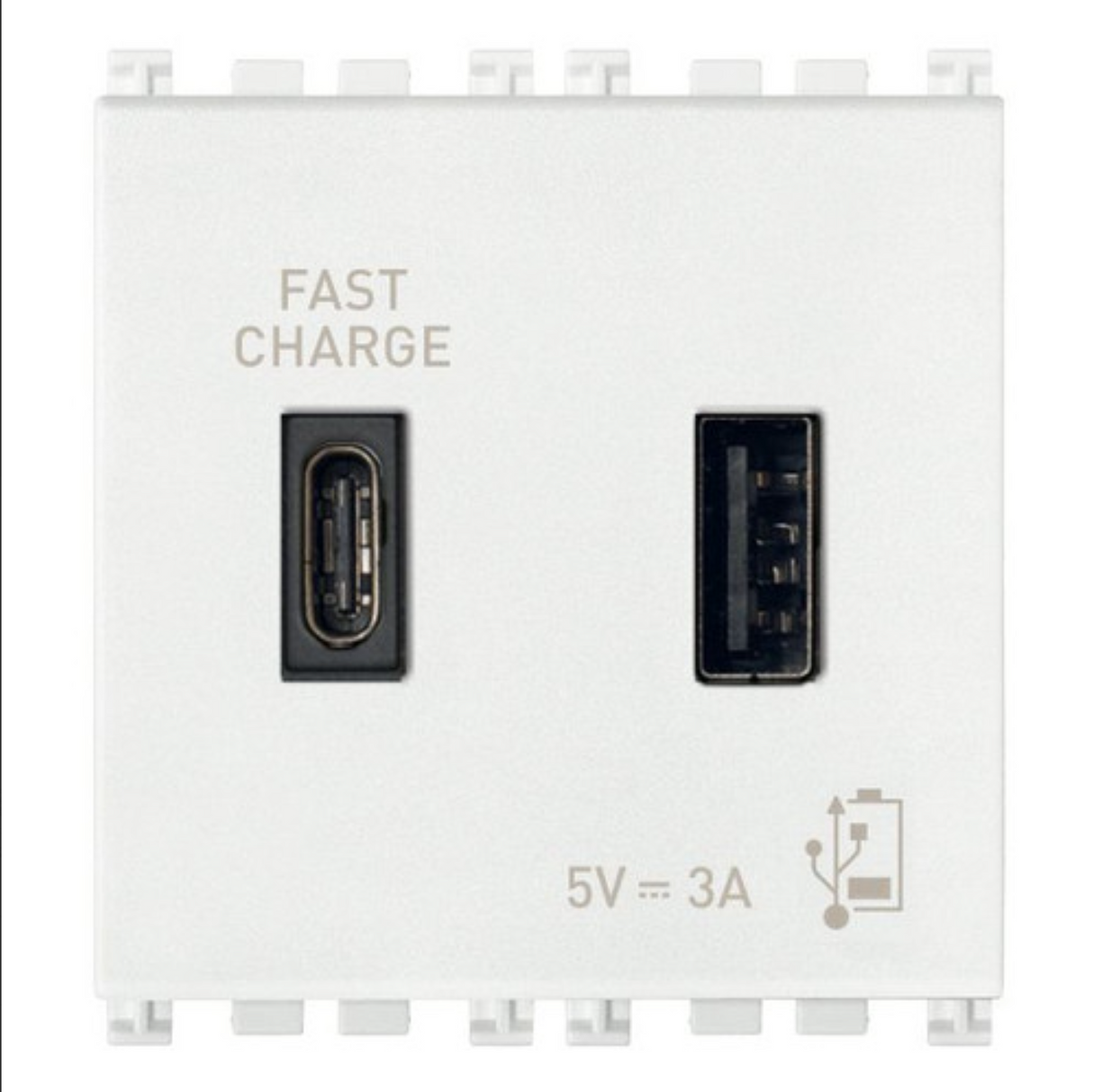 Vimar Arké 19295 USB Charging Outlet – Dual USB-A, 2.1A, 120/230V