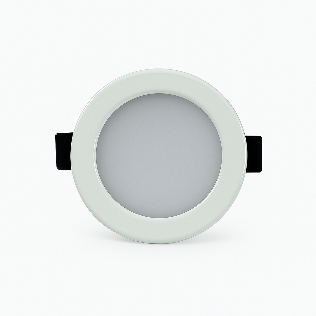 BCM Orlando 85 bi-color warm white and red LED light with white trim ring, spring mount, IP66

