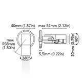 BCM SIRIO Adjustable LED Reading Light – chrome Finish diagram 