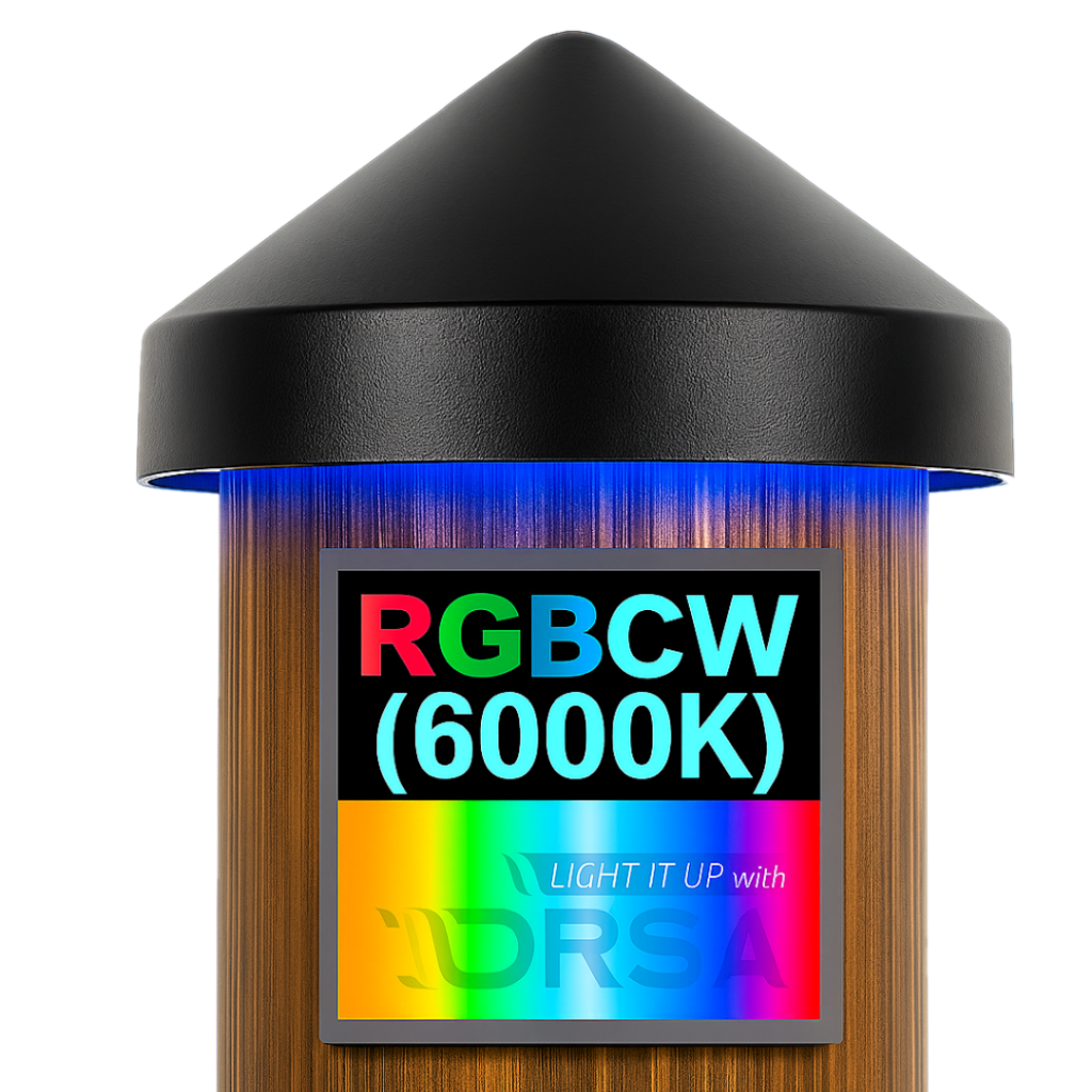 Black LED Dock Piling Light Cap – 12V DC  RGBCW without remote
