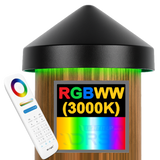 Black LED Dock Piling Light Cap – 12V DC  RGBWC qith remote