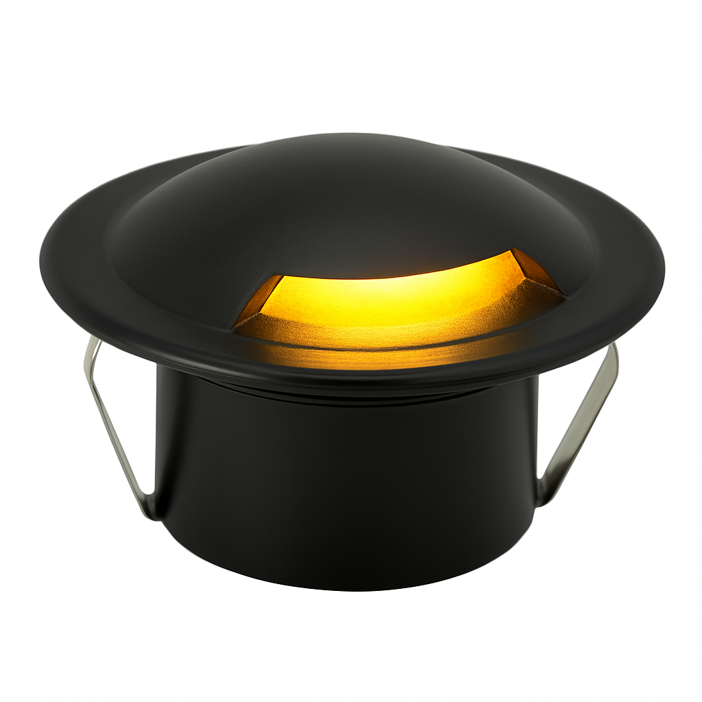 1-opening stainless steel round dock light cover black finish