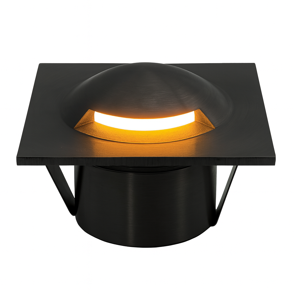 1-opening stainless steel square dock light cover black finish warm white 4W