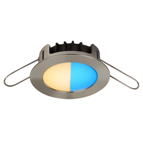 Blade PowerLED polished stainless marine light warm white / red LED side view

