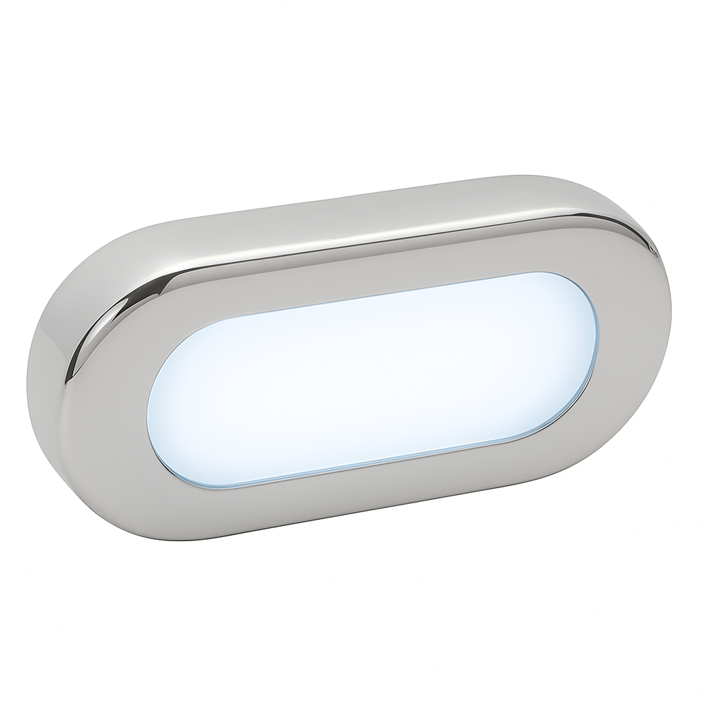 cool white Imtra courtesy step light with IP65 rating
