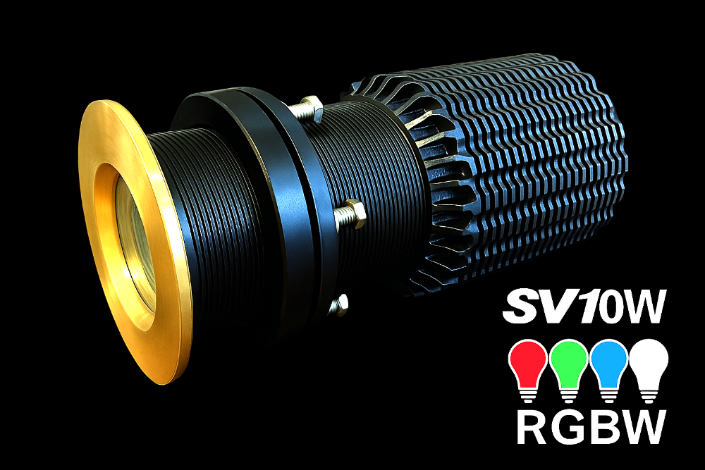 SV10 RGBW underwater LED light for fiberglass and wood hulls