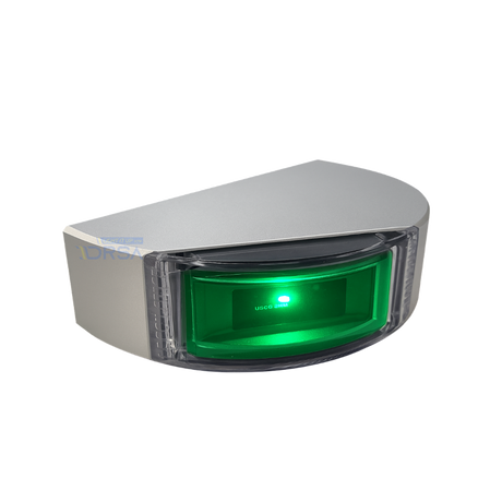 Lumitec Surface Mount Starboard Green Navigation Light mounted on hull

