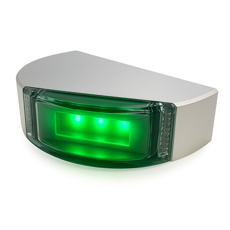 lumitec aluminum port light vertical 
Green LED light on a white background