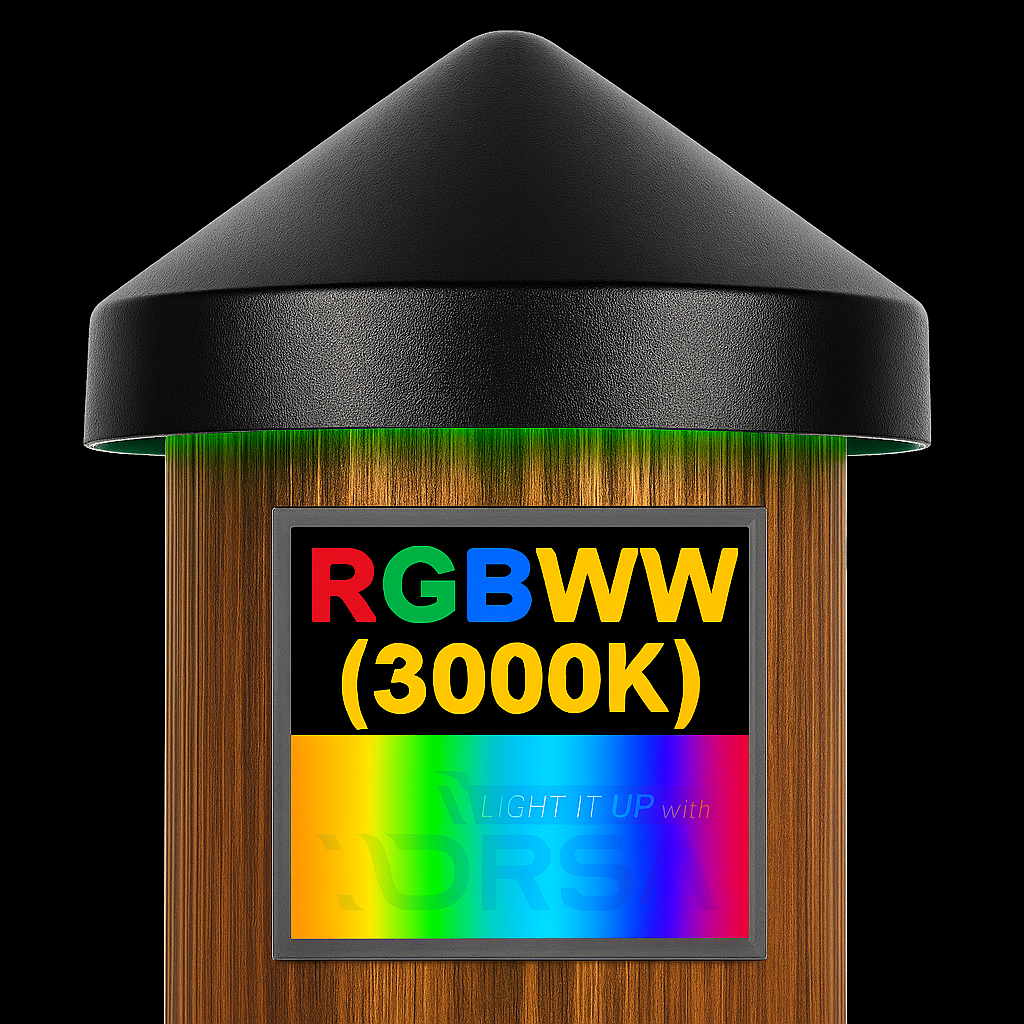 Black LED Dock Piling Light Cap – 12V DC  RGBWW without remote