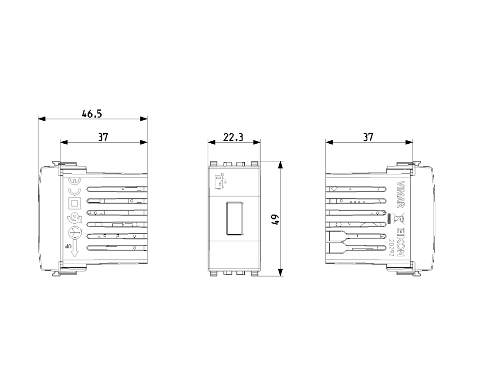 Vimar Eikon USB Supply Units - 5V, USB-A diagram 