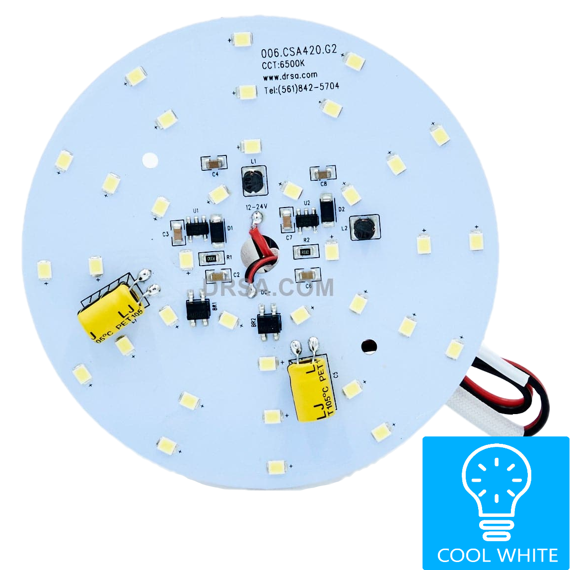 DRSA - 4-Inch Round LED Chip Board | 6W 6500k
