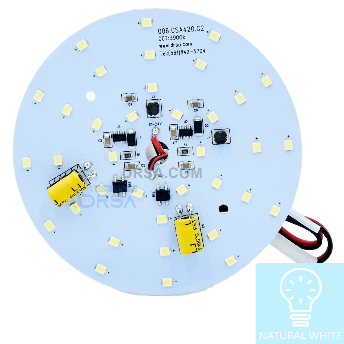DRSA - 4-Inch Round LED Chip Board | 6W 3900k