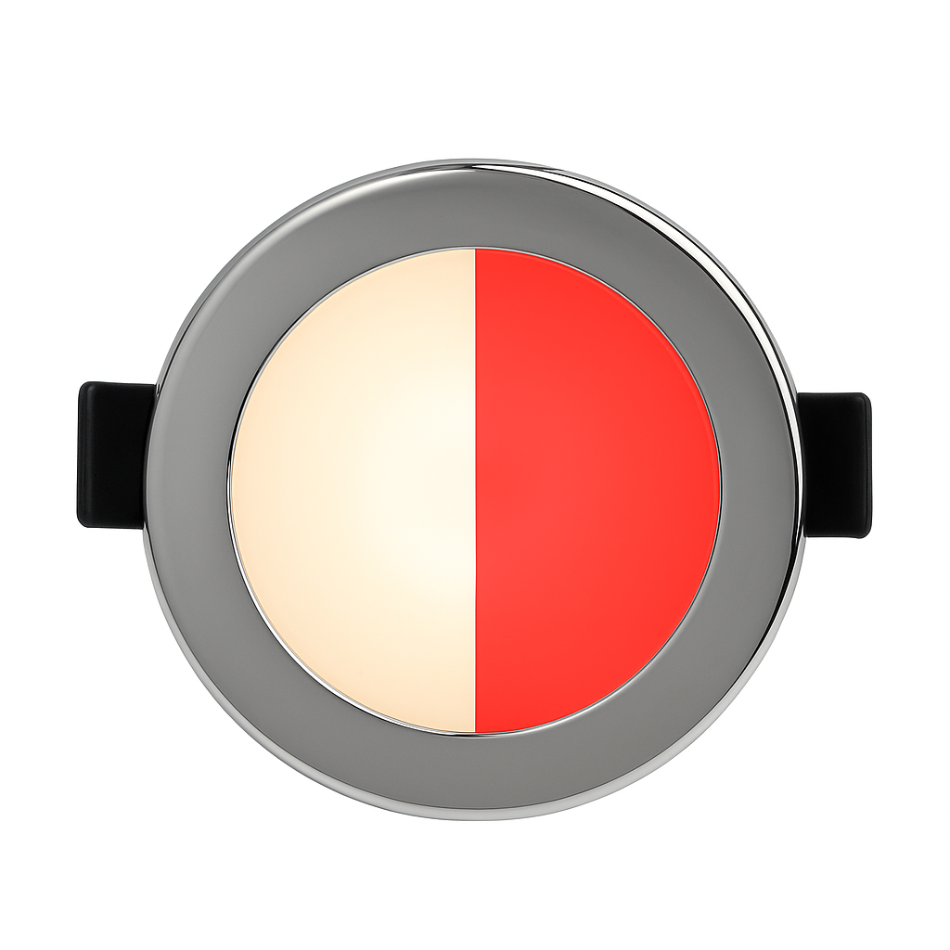 BCM Orlando 85 warm white and red LED light, polished stainless steel, screw mount, IP66

