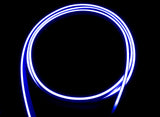5M ECLIPSE SNL100 RGB neon flex light on boat gunwale, Flexible dot-free RGB LED strip for marine curves, IP68 waterproof close up