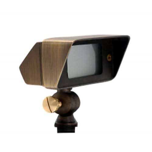 Brass G4 12V Flood Landscape Light – Frosted Glass side view