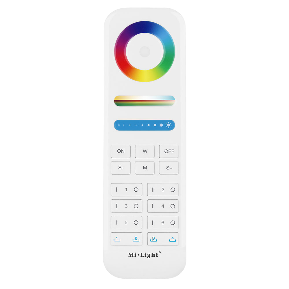 FUT089 white 8-zone RGB+CCT LED remote controller with color wheel white 