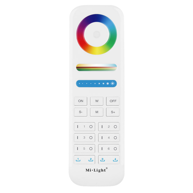 FUT089 white 8-zone RGB+CCT LED remote controller with color wheel white 