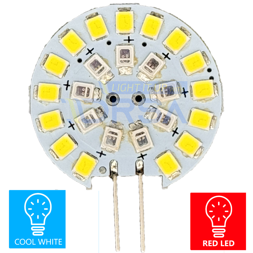 G4 Side Pin LED Replacement Bulb – 2W cool white and red led chip