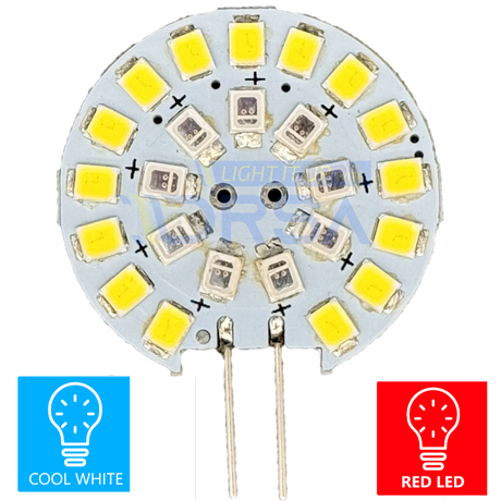 G4 Side Pin LED Replacement Bulb – 2W cool white and red led chip