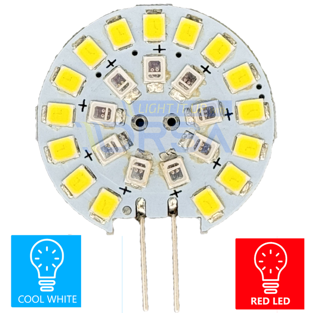 G4 Side Pin LED Replacement Bulb – 2W cool white and red led chip