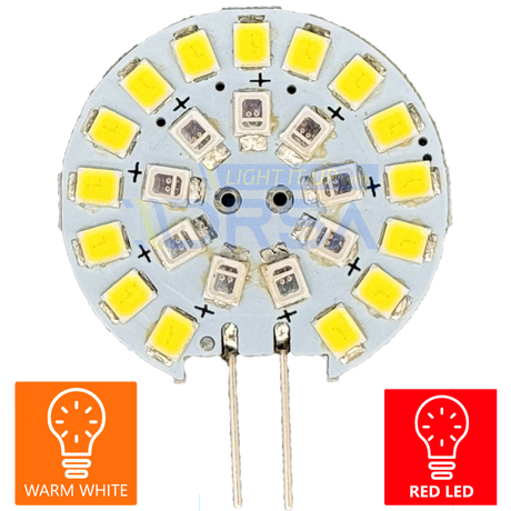 G4 Side Pin LED Replacement Bulb – 2W warm white and red led chip