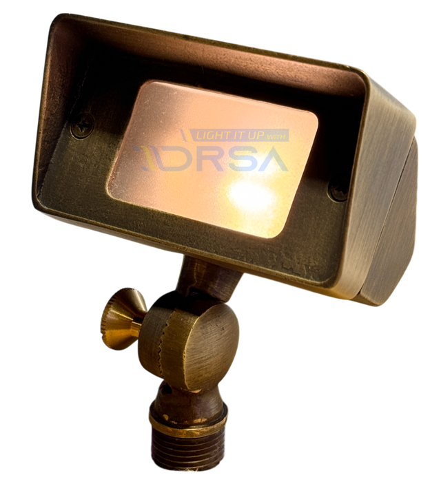 Brass G4 12V Flood Landscape Light – Frosted Glass front view