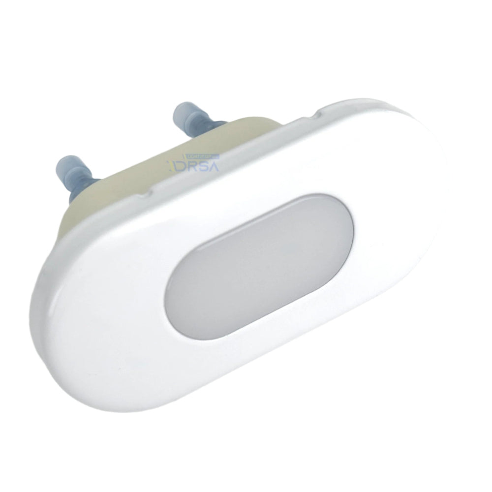 white oval courtesy light step light profile and screw mount installation