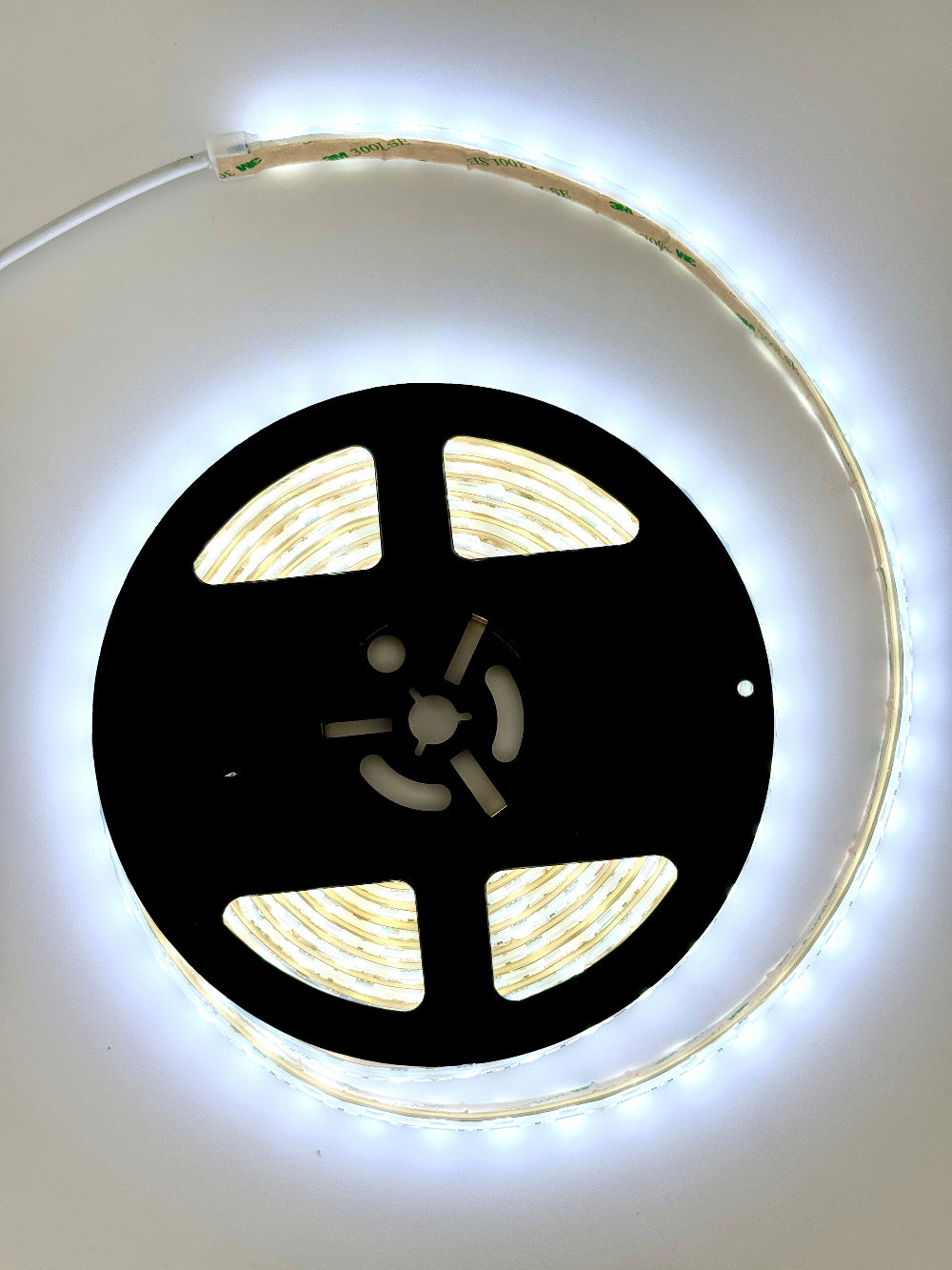 Solid core silicone-encased LED tape light for marine environments above view