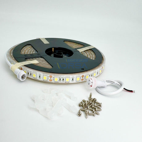 Marine-grade waterproof LED tape light with SMD5050 LEDs with accesories