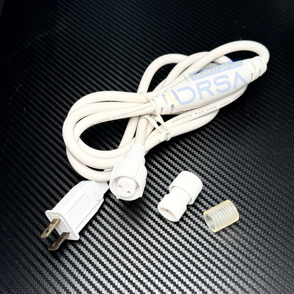 LED rope light power cord kit with connector pins and end cap 13mm
