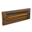 Antique brass LED step light with louvered faceplate

