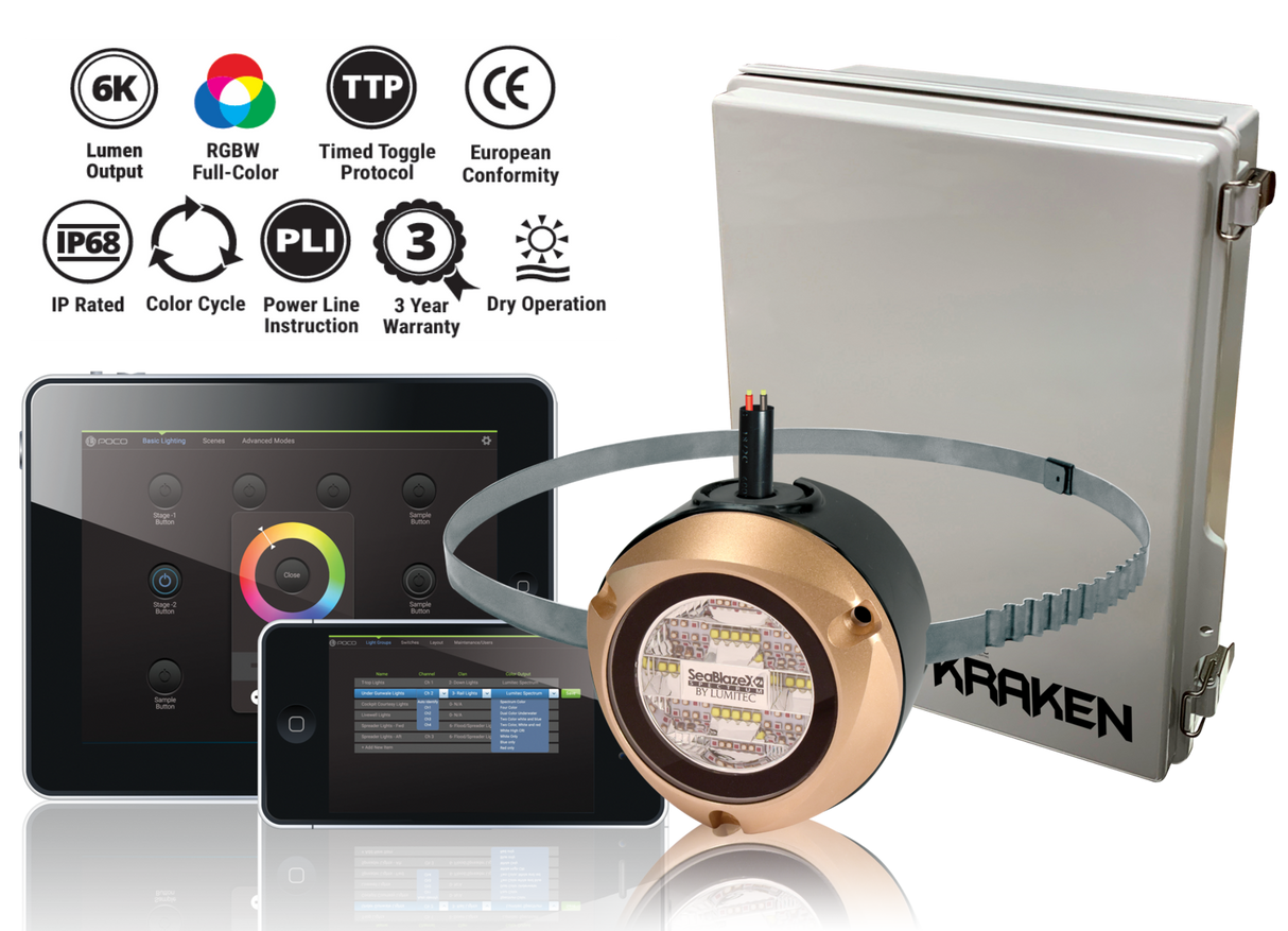 Lumitec Kraken Underwater Dock Lighting system KIT with Poco system
