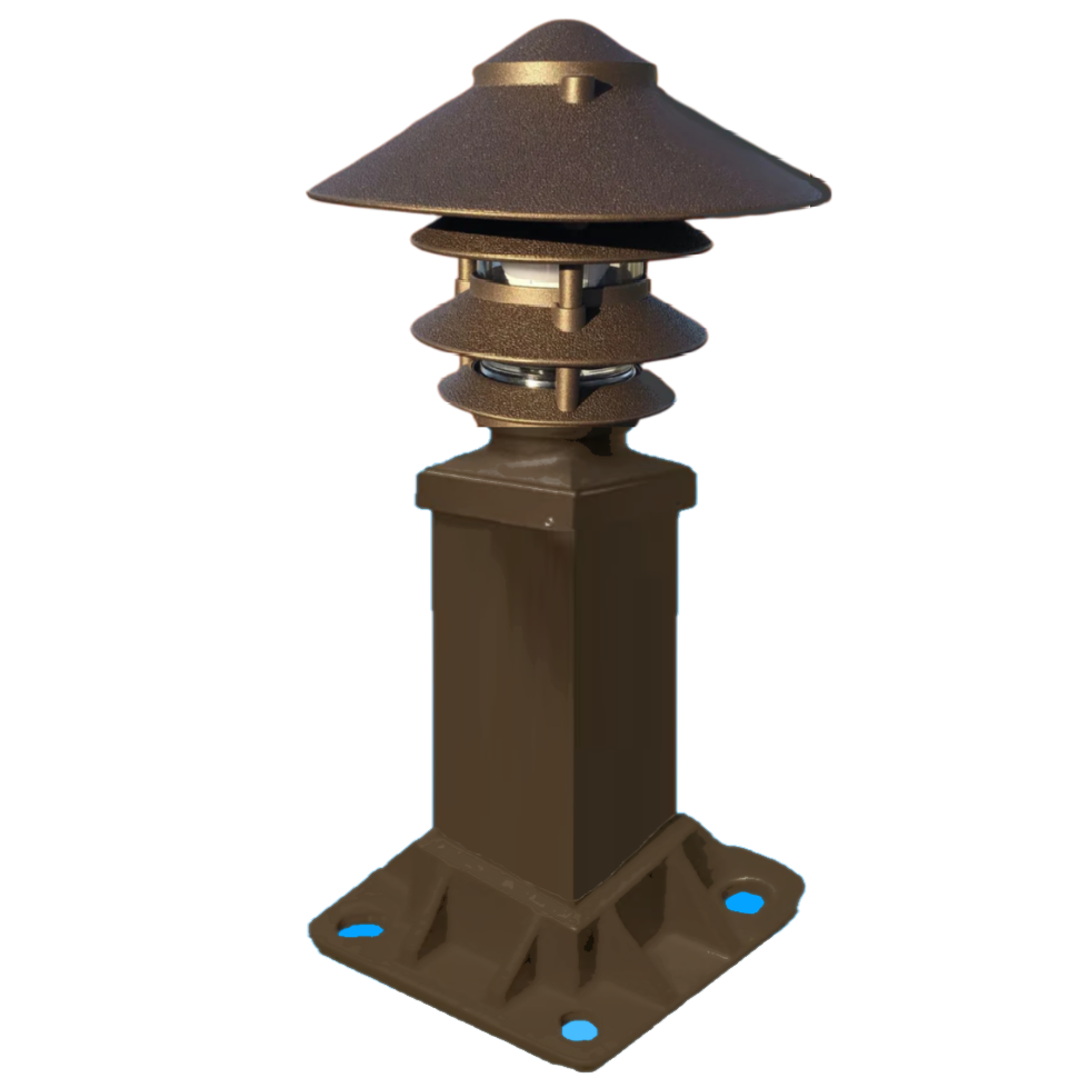 Bronze square post dock LED light for waterfront no background