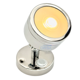 Little Inagua stainless LED reading light with round base warm white side view

