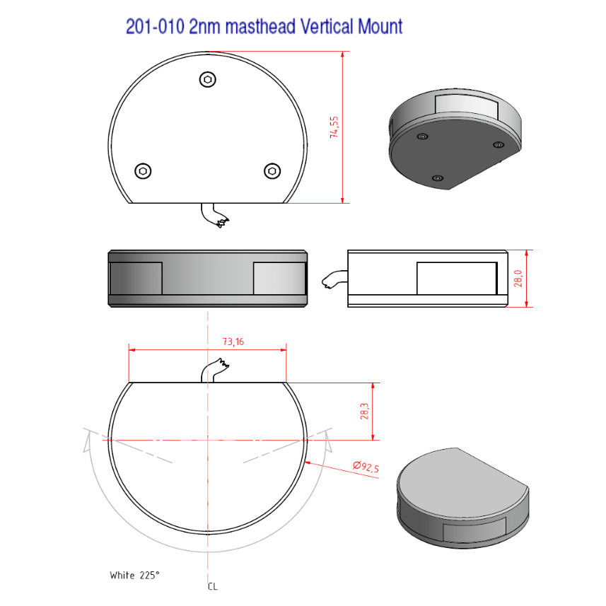 Lopolight – 225° Masthead Light diagram