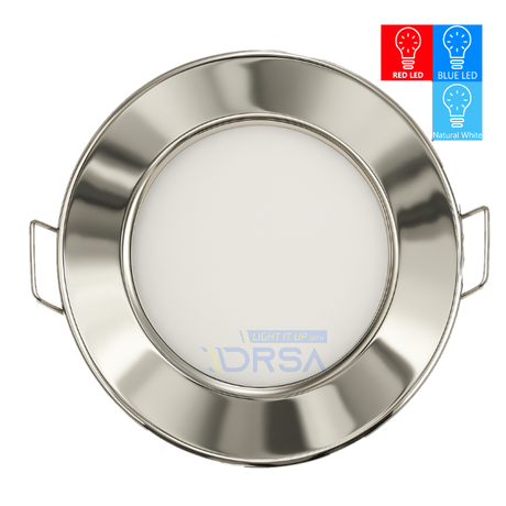 Energy-efficient ML-4 RED BLUE natural WHITE LED recessed downlight designed to replace 90mm stainless steel fixture  
