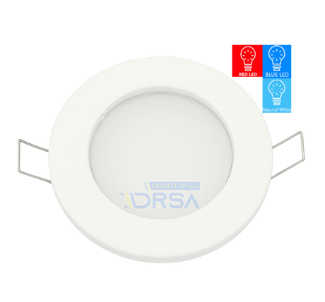Energy-efficient ML-4 RED BLUE natural WHITE LED recessed downlight designed to replace 90mm white fixture  
