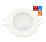 Energy-efficient ML-4 RED BLUE warm WHITE LED recessed downlight designed to replace 90mm white fixture  
