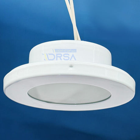 White Montserrat marine light with G4 socket and LED chip compatibility front view blue backtground