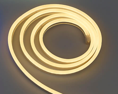 5M ECLIPSE SNL100 RGB neon flex light on boat gunwale, Flexible dot-free warm white