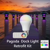 Pagoda dock light upgraded with DRSA RGB+CCT LED retrofit bulb

