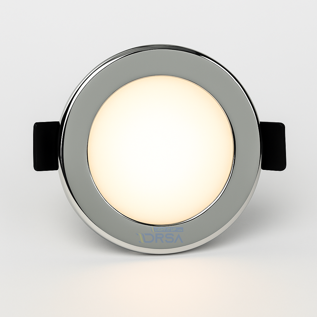 BCM Orlando 85 bi-color 3000K LED light, polished stainless steel, spring mount, IP66 downlight
