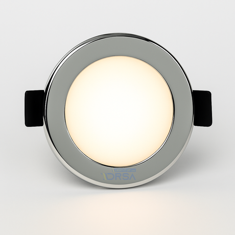 BCM Orlando 85 bi-color 3000K LED light, polished stainless steel, spring mount, IP66 downlight
