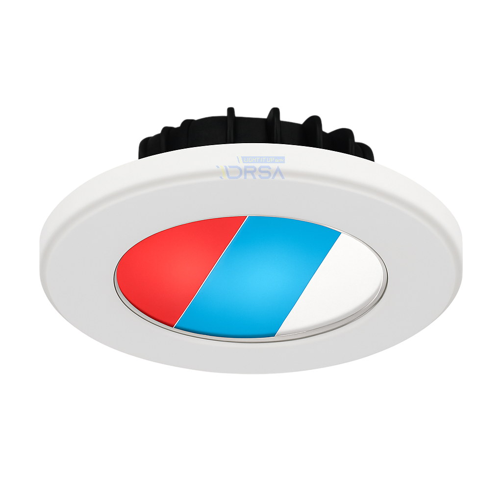 white Imtra LED fixture tri color red blue cool white 


