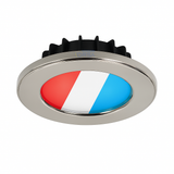 Polished stainless Imtra LED fixture tri color red blue cool white 
