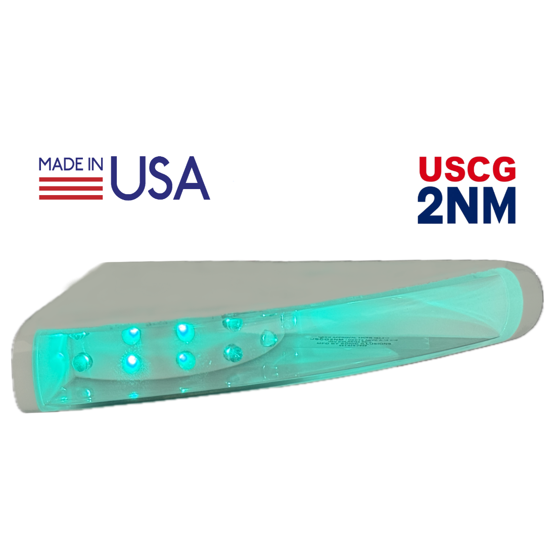 colse up of SI Flush Mount LED Navigation Light – STBD green led on seahunter center consoleno background