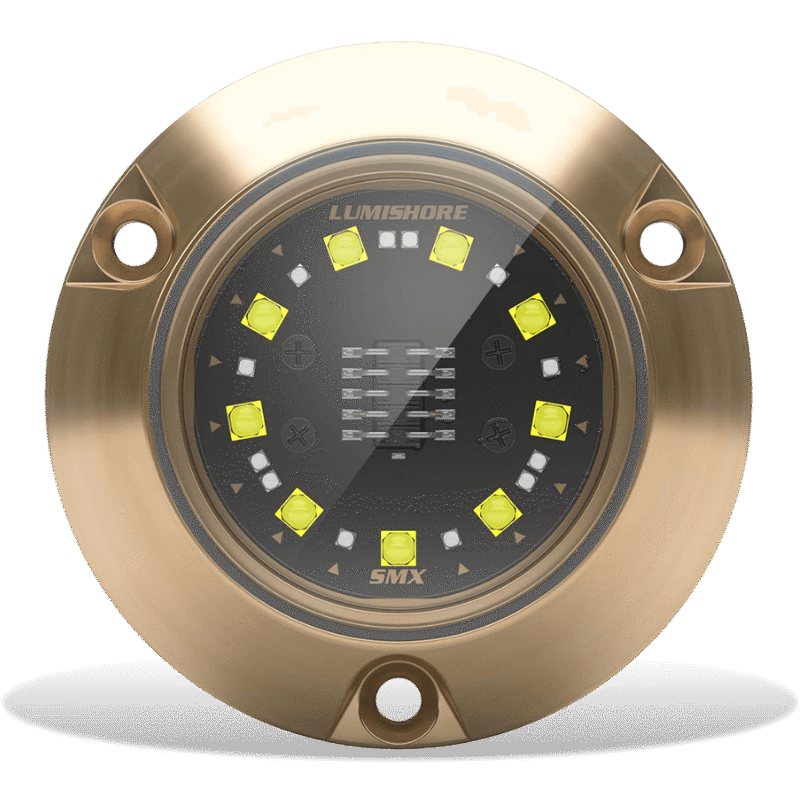SMX23 blue underwater light, 5,625 lumens, 90° beam, IP68, durable marine lighting solution front view