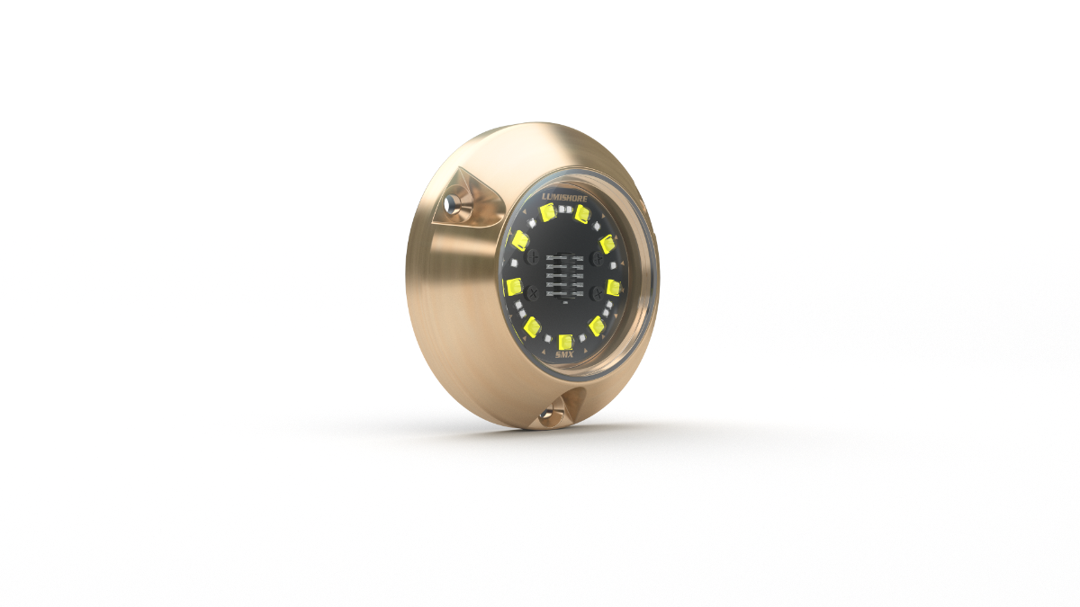 SMX23 blue underwater light, 5,625 lumens, 90° beam, IP68, durable marine lighting solution side view